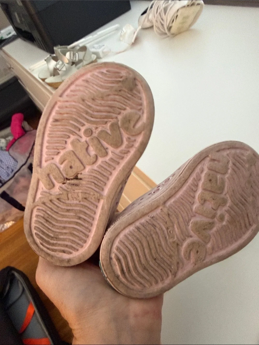 Native shoes. Kids' Glitter Slip-On Water-Friendly Shoes in Glitter Pink